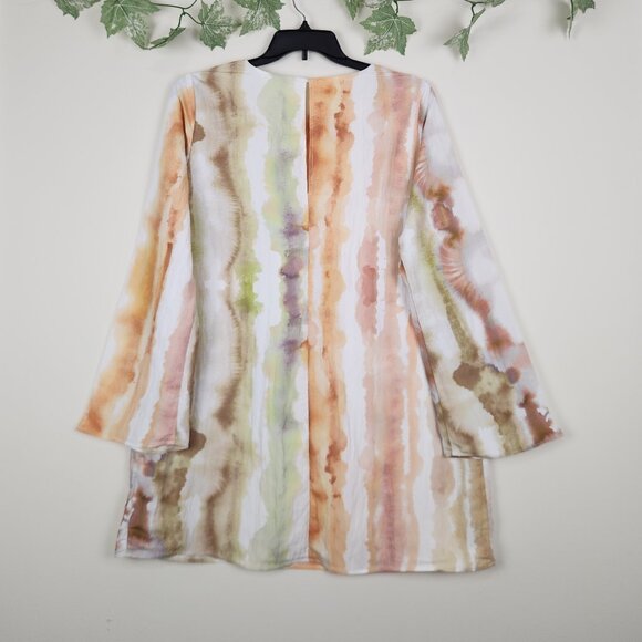 H&M Size XL Long Sleeve Lightweight Tie Dye Multicolor Boho Mini Dress - Picture 4 of 7